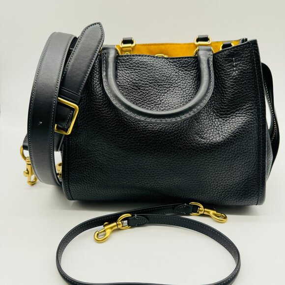 Coach Black and Yellow Leather Handbag - Picture 12 of 15